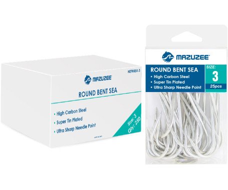 AQUA MARINE - Round Bent Sea Hooks - Ring Head