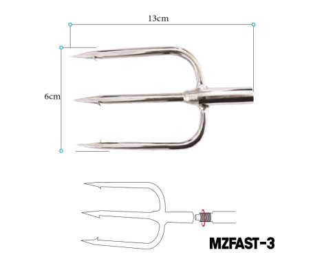 AQUA MARINE - Triple Stainless Steel Spearhead - Round Shape